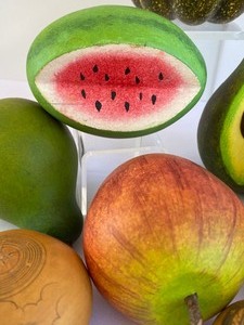 lot 460 image: Decorative Painted Gourds and Fruit