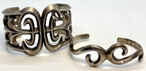 lot 475 image: Two Vintage Silver Cuff Bracelets