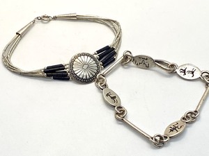 lot 477 image: Two Sterling Southwestern Design Bracelets