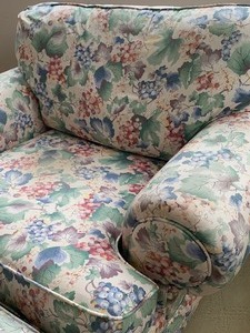 lot 360 image: Upholstered Comfortable Chair and Matching Ottoman