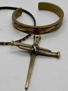lot 492 image: Two Bracelets and Cross Pendant