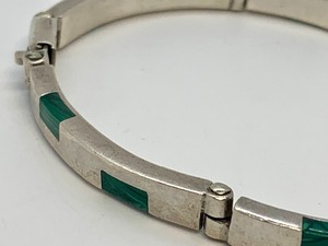 lot 481 image: Sterling and Inlaid Malachite Bracelet