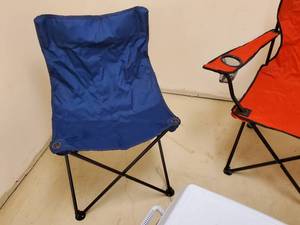 lot 473 image: (3) Campfire Chairs and a Rubbermaid  Cooler