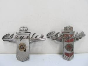 lot 40 image: 2 Vintage CHRYSLER Hood Emblems