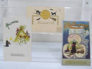 lot 61 image: 3 Antique HALLOWEEN Postcards