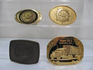 lot 63 image: Lot of 4 Vintage etc Gas Station Advertising Belt Buckles