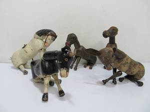 lot 97 image: Original Antique SCHOENHUT Jointed Wooden Toy Animals