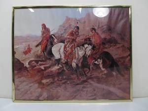 lot 155 image: CM Russell Native Americans on Horseback Framed Print