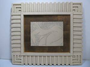 lot 160 image: Large Framed Wooden Abstract Nude Artwork