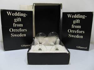 lot 167 image: 3 Brand New Sets of OREFORS Sweden Crystal Champagne Glasses