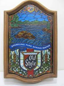 lot 178 image: Vintage OLD STYLE Stained Glass Style Beer Sign