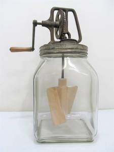 lot 283 image: Antique Cast Iron & Glass Churn