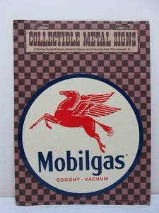 lot 304 image: Embossed Tin MOBIL Oil Mobilgas Round Advertising Sign