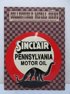 lot 305 image: Embossed Tin SINCLAIR Round Advertising Sign