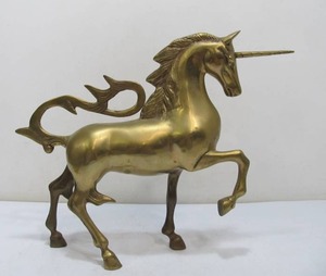 lot 310 image: Large Vintage Solid Brass Unicorn 