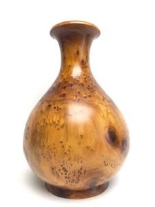lot 100 image: Large Beautiful Heavy Turned Burled Wood Vase