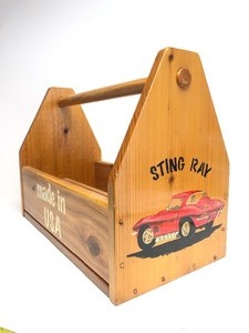 lot 4 image: Hand Made Wooden CHEVY CORVETTE Stingray Tool Carrier