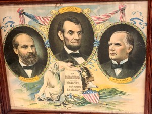 lot 321 image: Framed Antique Presidential Chromolithograph In Memoriam - Gods Will Not Ours Be Done Abraham Lincoln
