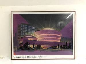 lot 327 image: Framed Vintage Frank Lloyd Wright Guggenheim Museum Poster