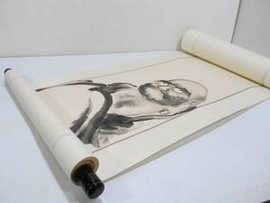 lot 146 image: Large Hand Painted Signed Japanese Daruma Painting on Silk Scroll