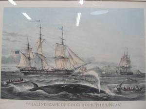 lot 329 image: Le Breton, Whaling, The Cape of Good Hope. The Uncas Lithograph