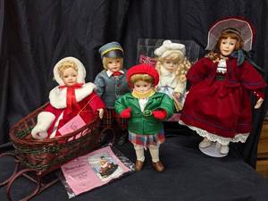 lot 139 image: Collection of Christmas Themed Porcelain Dolls