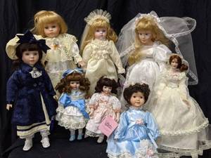 lot 142 image: Bride & Fancy Porcelain Dolls