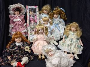 lot 144 image: Variety of Porcelain Dolls - Many New