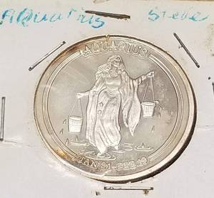 12 TROY OZ .999 FINE SILVER AQUARIUS ROUND JAN 21 - FEB 19