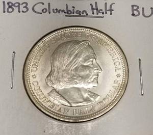 1893 US CHICAGO WORLDS FAIR COLUMBUS HALF DOLLAR SILVER COMMEMORATIVE