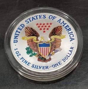 2001 AMERICAN SILVER EAGLE COLOR ENHANCED IN AIRTITE