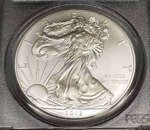 2012-S AMERICAN SILVER EAGLE PCGS MS70 FIRST STRIKE