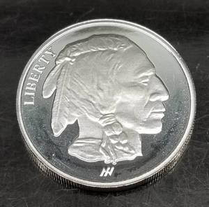 1 TROY OZ .999 FINE SILVER INDIAN BUFFALO