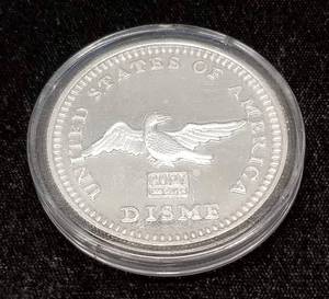 2 TROY OZ .999 FINE SILVER 1792 DISME DESIGN IN AIRTITE