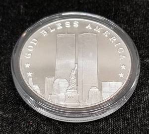 SEPTEMBER 11th GOD BLESS AMERICA 1 TROY OZ .999 FINE SILVER IN AIRTITE