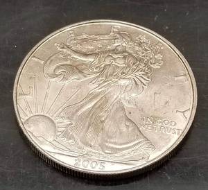 2005 AMERICAN SILVER EAGLE 1 TROY OZ .999 FINE SILVER DOLLAR