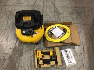 6 Gal. 18-Gauge Brad Nailer and Heavy-Duty Pancake Electric Air Compressor Combo Kit (1-Tool) by DEWALT Customer Returns See Pictures