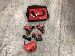 M12 FUEL 12-Volt Lithium-Ion Brushless Cordless Hammer Drill and Impact Driver Combo Kit w 2 Batteries and Bag (2-Tool) by Milwaukee Customer Returns See Pictures