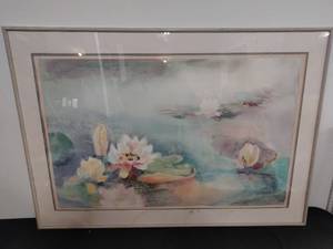 Signed Magnificent Seven Lilypad Watercolor By BJ Fitzgerald