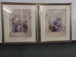 Pair of Signed and Numbered Framed Musician Prints by Lena Liu