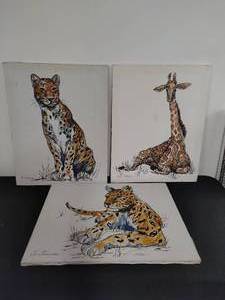 Three Original Canvas Wildlife Paintings by Patricia Ann Hinds LeStourgeon
