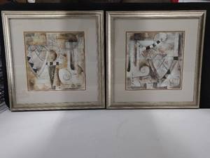 Pair of Framed Abstract Art Prints