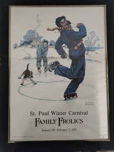 Limited Edition Norman Rockwell St. Paul Winter Carnival Framed and Numbered 1982 Poster
