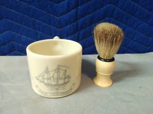 Vintage Shaving Soap Dish And Brush