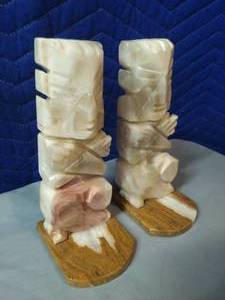 Pair Of Onyx Tiki Bookends