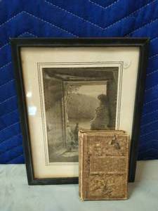 Antique Lithograph And Book