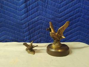 Two Brass Or Simular Material Bird Sculpters