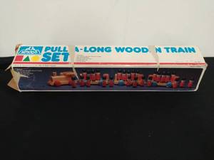 Pull along wood train set