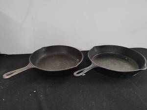 Two cast iron skillets