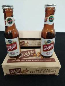 Two Sets of Schlitz Beer Bottle Salt and Pepper Shakers